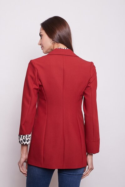 Jument Collared Pocket Long Sleeve Arm if You Want It Can Be Folded Cotton Fabric Blazer Office Jacket