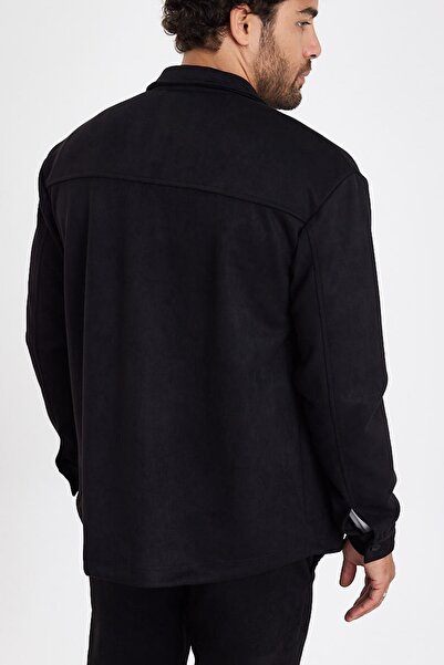 MADZEYMODA New Season Men's Scuba Black Suede Shirt Mz19808