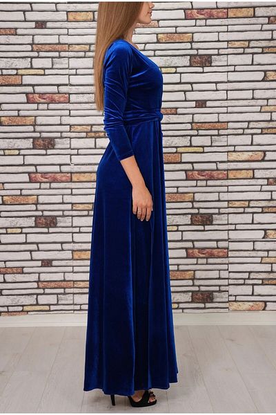 Phoenix Women Rochie de catifea cu guler dublu cu lungime maxi