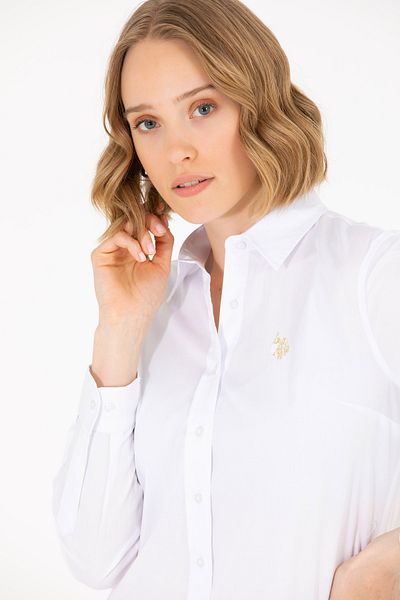 U.S. Polo Assn. Cămașă albă cu mânecă lungă de damă - Model de bază 50262946 -vr013