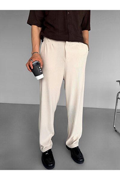 ablukaonline Erkek Baggy Fitilli Pantolon Bej