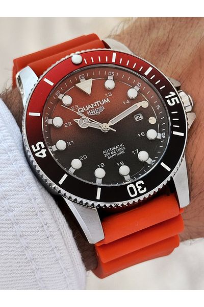 Quantum Barracuda 20 Atm Automatic Waterproof Silicone Cord Steel Case Men's Wristwatch