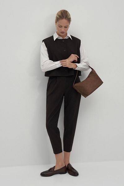 mathilda store Women's Bitter Brown Private Edition Button Detailed Vest