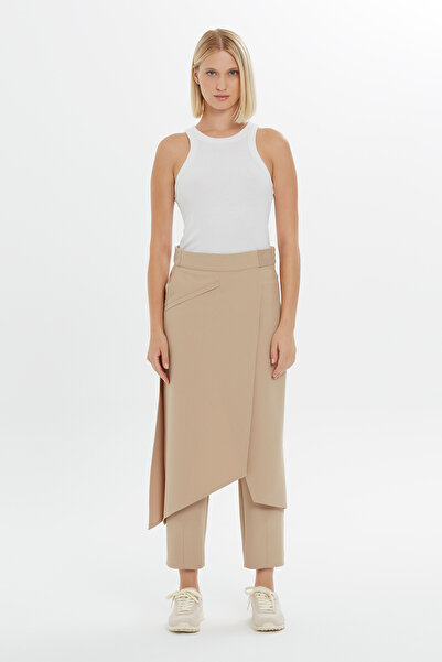 GİZİA Asimetrik Detaylı Bej Pantolon