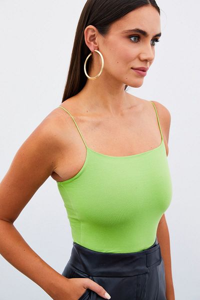 Sateen Bluză Crop cu curea de frânghie - VERDE