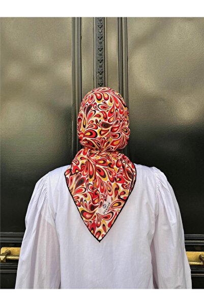 İpekhan Relax Ebruli Soft Scarf Red White 1147-15