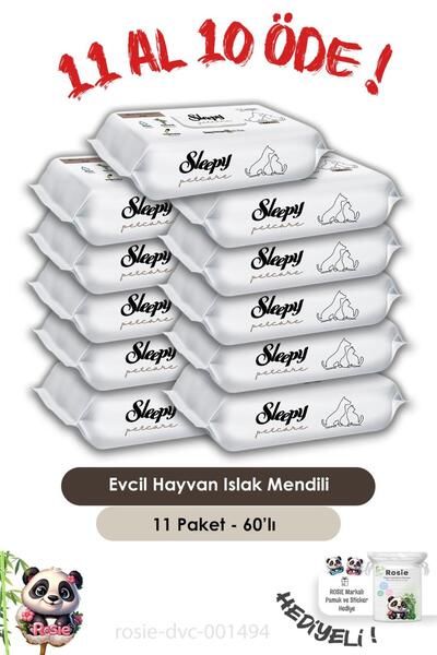 Sleepy 11 Al 10 Öde Petcare Evcil Hayvan Islak Havlusu 60'lı Ve Rosıe