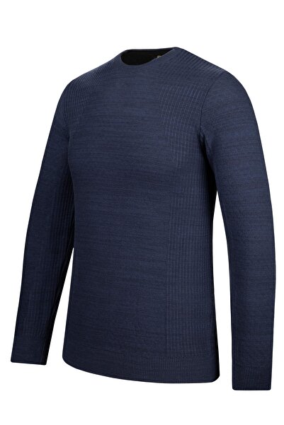 Çizgi Triko Ανδρικό πλεκτό πουλόβερ με λαιμόκοψη με σχέδιο κανονική εφαρμογή με ελαστικά μανίκια και μέση - 5019c