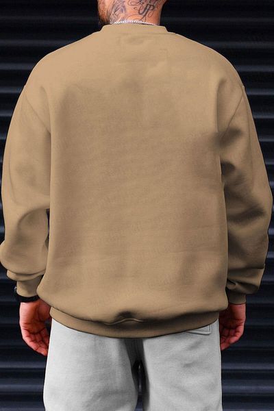 Millionaire Ανδρικό φούτερ Camel Basic 0 Crew Neck Unprinted Απλό Oversize Φαρδύ φλις φούτερ