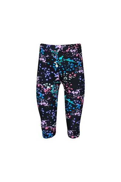 LOVETTI Black Spray Colors Girls' Summer Patterned Knee Length Leggings Capri