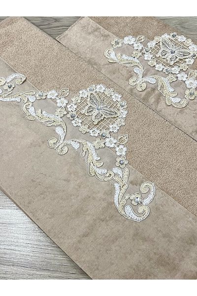 AYHANHOME Γαλλική γκιπούρ κεντημένη βελούδινη προίκα 1 τεμάχιο 50x90 πετσέτα χεριών προσώπου 1 τεμάχιο 30x50 πετσέτα κουζίνας