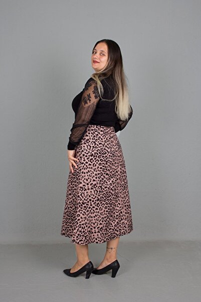 Truva XXL Leopard Print Large Size Bell Skirt