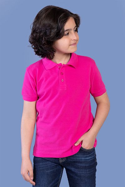 Toontoy Boy's Polo Neck Fuchsia T-Shirt - Buttoned