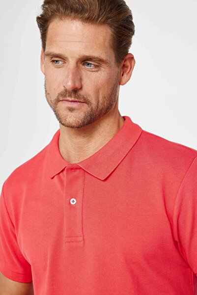 Tudors Men's Slim Fit Slim Fit 100% Cotton Plain Pique Pomegranate Color Polo Collar T-Shirt