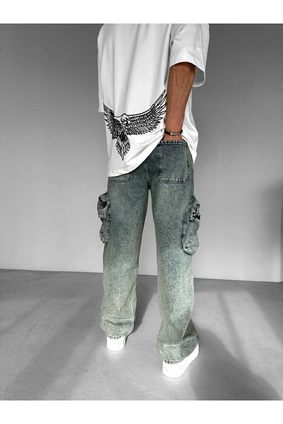 ablukaonline Ανδρικό φαρδύ τζιν Cargo Navy Blue