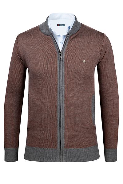Çizgi Triko Çizgi Knitwear Ανδρικό Πλεκτό Μπουφάν Τσέπη με φερμουάρ Λεπτομερές σχέδιο Ατσάλινο πλεκτό με μανίκια και λάστιχο μέσης - 5015K