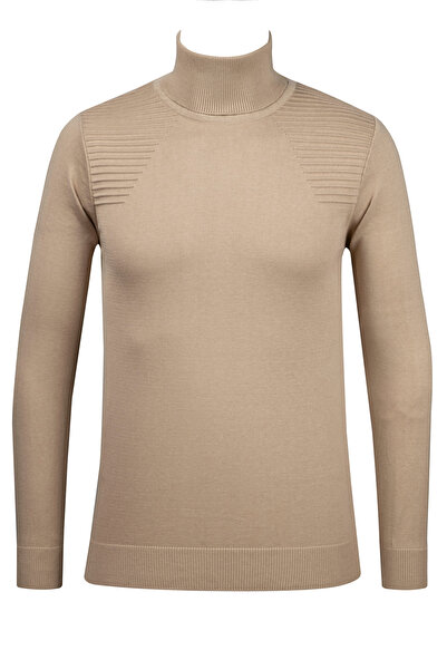 Çizgi Triko Men's Full Fisherman Knitwear Sweater Patterned Sleeves and Waist Elastic Regular Fit-5020E