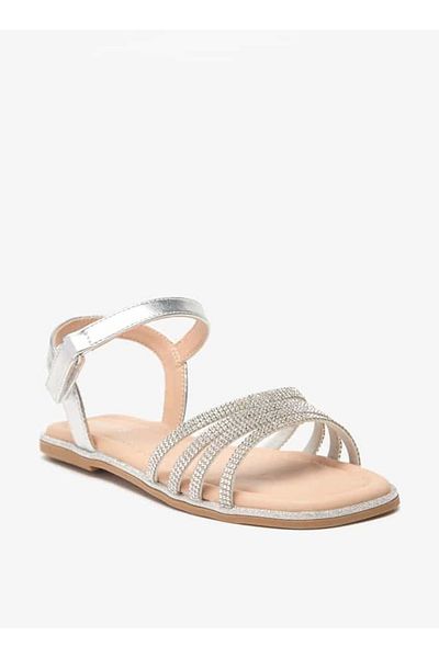 Juniors Embellished Sandals with Hook and Loop Closure