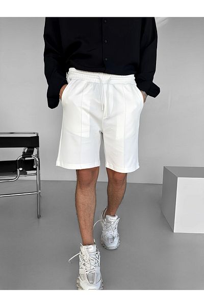 ablukaonline Λευκό Ανδρικό Σορτς Oversize - Ελαστική μέση