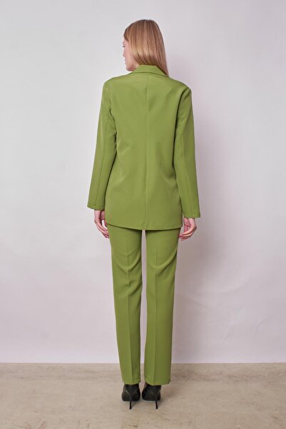 Jument Women's Collared Pocket Flap Long Sleeve Lightweight Lycra Fabric Oversize Blazer Jacket (Pants Jument 40075)-