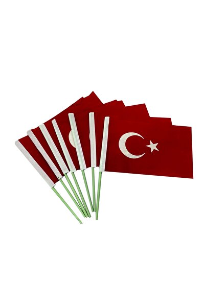 Genel Markalar (10 Adet ) 40x60 cm 140 gr Alpaka Kumaş Sopalı Türk Bayrağı