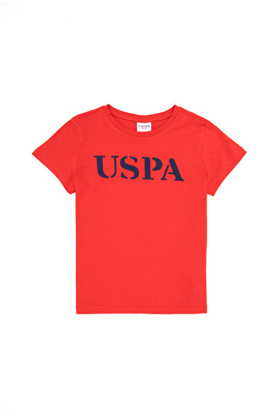 U.S. Polo Assn. Tricou roșu pentru copii cu gâtul turnat 50263028-VR213
