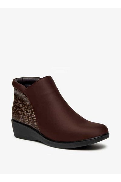 Flora Bella by Shoexpress Flora Bella Panelli Fermuarlı ve Kamalı Topuklu Bilek Botları