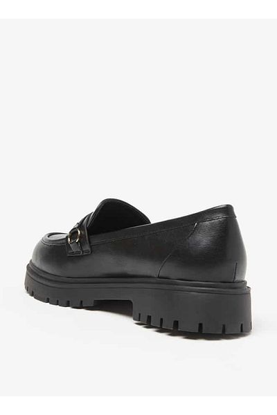 Flora Bella by Shoexpress Flora Bella Monogram Print Slip-On Chunky Loafers with Metallic Accent