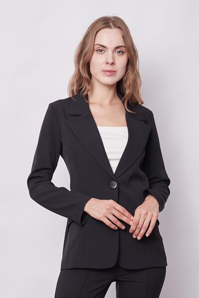 Jument One Button Closed Lightweight Blazer Jacket - Fabric with Collar and Pocket Flap (Pants Code Jument 40082)
