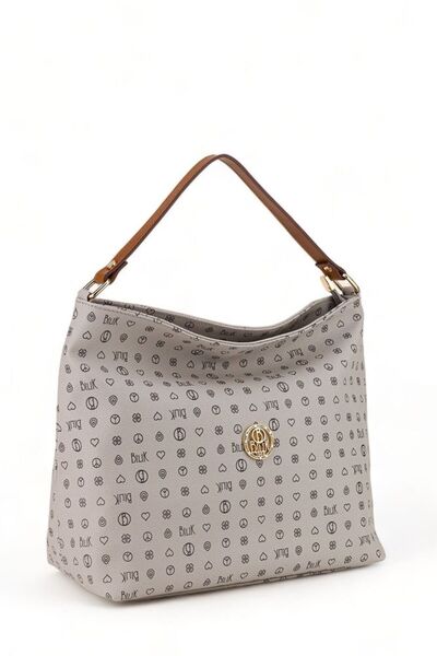 Bilik Deri Жіноча сумка через плече Monogram Сірий-Темно-коричневий NV 1003-MN