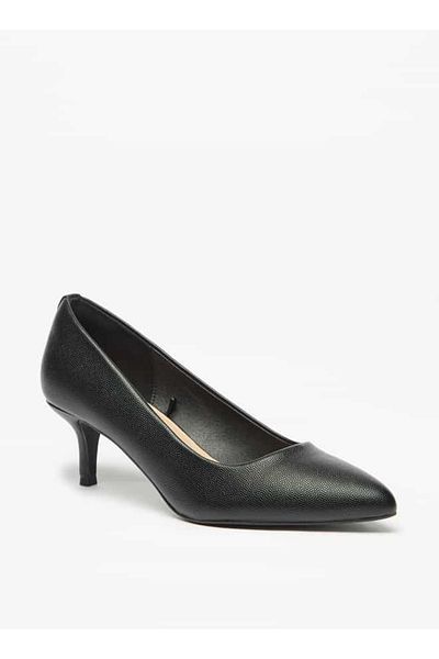 Flora Bella by Shoexpress Flora Bella Textured Slip-On Pumps with Kitten Heels