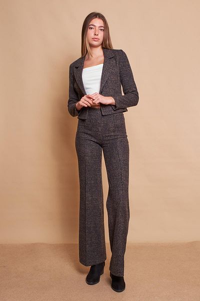 Jument Jachetă de lână, țesătură flexibilă, ușoară, cu model, guler de iarnă, mânecă lungă, blazer scurtă - kaki, diagonală