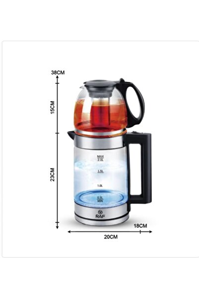 Home Ledli 1500W 2Litre Su Isıtıcı Cam Kettle + Süzgeçli Cam Çay Demliği