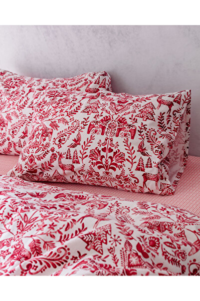 Madame Coco Edmon Çift Kişilik Flanel Nevresim Takımı - Kırmızı
