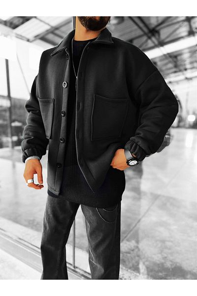 ablukaonline Férfi Oversize Basic kényelmes kabát fekete