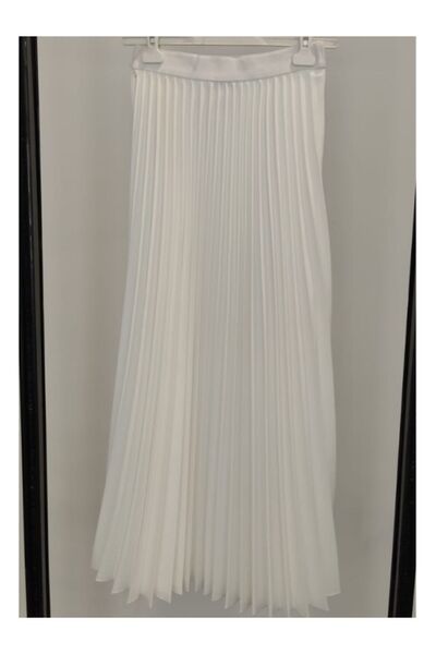 Famelin Ecru Color Women's Pleated Skirt