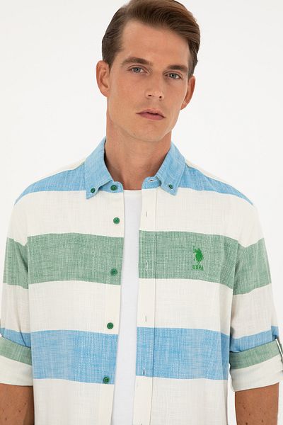 U.S. Polo Assn. Зелена мъжка риза - дълъг ръкав,50283348-VR054