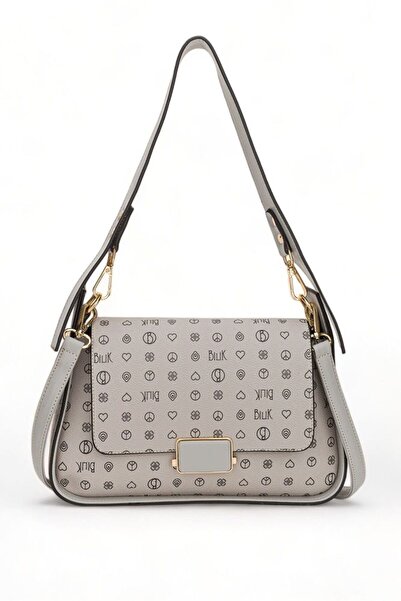 Bilik Deri Монограма Сіра жіноча сумка через плече RİV 122-MN