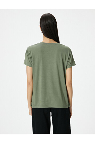 Koton T-Shirt Crew Crew Krátký rukáv Směs viskózy