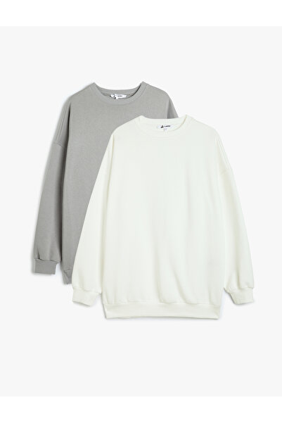 Koton Set de 2 hanorace supradimensionate, multicolore, cu gâtul turnat