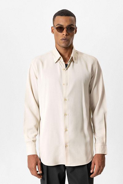 Antioch Beige Technical Regular Fit Men's Shirt