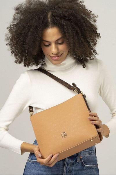 Valentino Orlandi Monogram Camel/brown Women's Shoulder Bag Vlt071