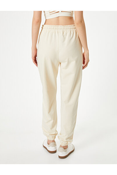 Koton Jogger Jogginghose Sport Hohe Taille Tasche Bindegürtel Baumwolle Bequeme Passform