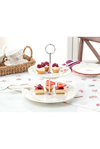 Madame Coco Cherry Patterned 2 Tier Cake Stand