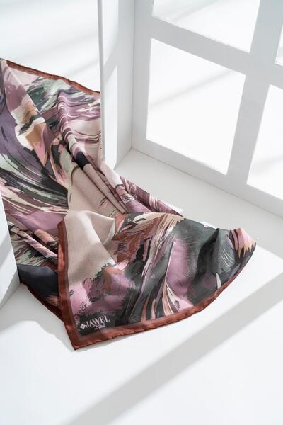 JAWEL Kadın Digital Baskılı Fırça Desen Soft Eşarp 90x90 Cm