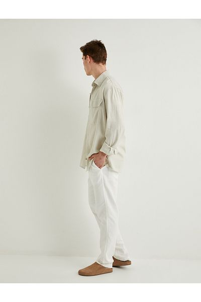 Koton Chino-Leinenhose – Taillenschnürung und Taschendetail