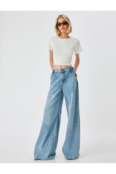 Koton Tricou texturat cu mânecă scurtă, cu decolteu, slim fit