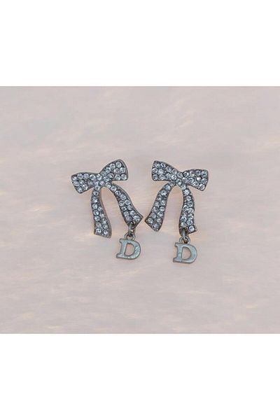 Hd Marketim Hdmarketim Vintage Ribbon Swaraoski Jewelled Letter Dangle Earrings