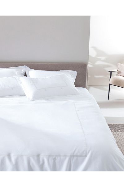 Madame Coco Lilas King Size Embroidered Satin Duvet Cover Set - Light Gray