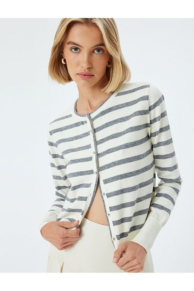 Koton Round Neck Knitwear Cardigan - Long Sleeve
